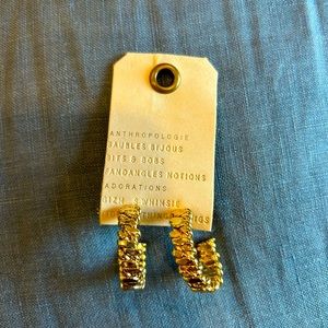 Anthropologie Twisted Braid Hoop Earrings - Gold Plated